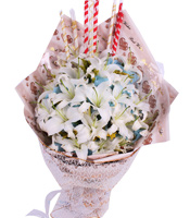 温馨祝福-5枝多头白香水百合