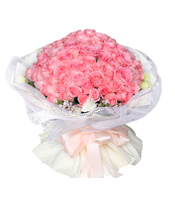 爱上了你-99枝粉玫瑰，洋桔梗，满天星点缀