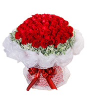 爱的盛宴-99枝红玫瑰，外围叶上花